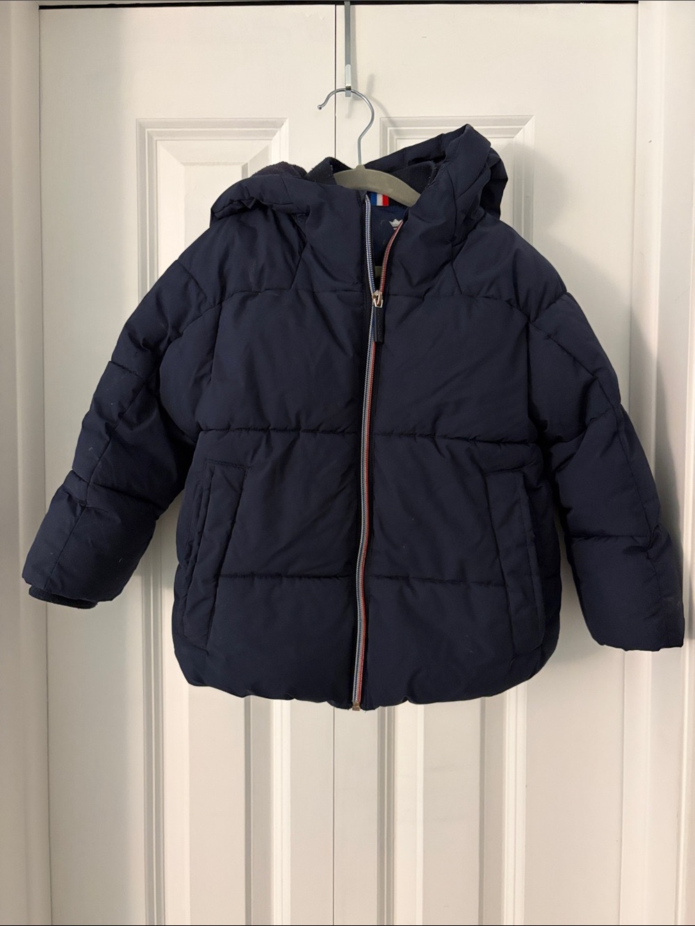 Jacadi Toddler Fleece lined Navy Puffer Jacket with Hood